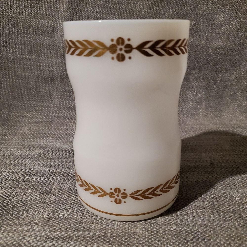 COPY - Milk glass vanity jar with gold accents